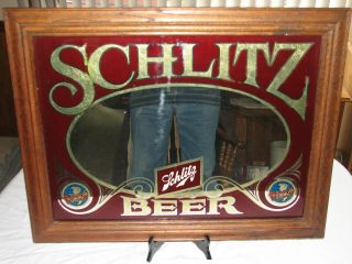 Vintage Schlitz Beer Mirror Bar Sign