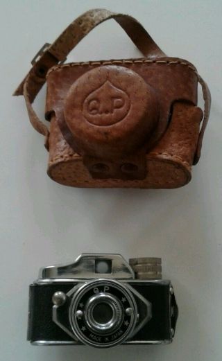 Vintage Q P Mini / Miniature Spy Camera With Leather Case Japan