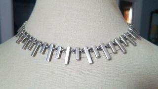 Heavy Unusual Vintage.  925 Sterling Silver Geometric 16 " Necklace
