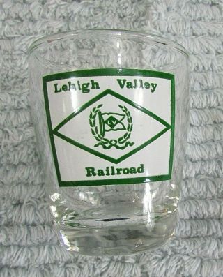 Old Lehigh Valley Railroad Green White Clear Glass Vintage Shot Glass S/h