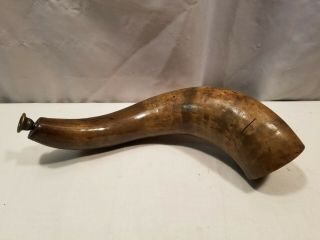 Antique Vintage Large Curved Powder Horn Flask