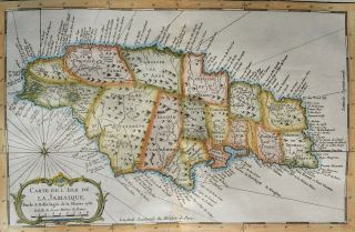 Jamaica,  Map By J.  N.  Bellin,  1758,  Carte De L´isle De La Jamaïque