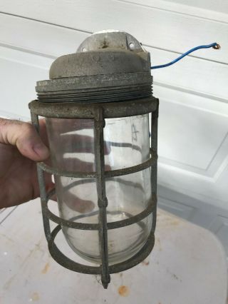 Vintage Industrial Wall Mounted Light Fixture With Cage Stonco Electric
