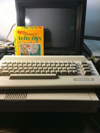 Vintage Commadore 64 Computer With Disk Drive And Monitor