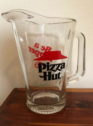 Vintage 80s Pizza Hut Dr.  Pepper Heavy Glass Soda Pitcher Be A Pepper 56oz