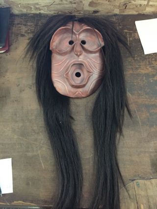 Vintage Native American? Clay Mask W/ Horse Hair Wall Decor Unique Face Mask