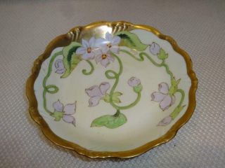 Vintage French Hand Painted & Signed Elite Work Limoges France Porcelain Dish 9 "