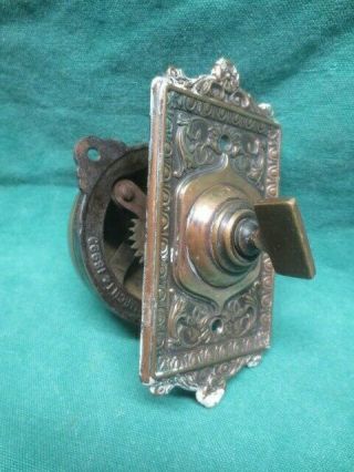 Antique 1899 Brass Victorian Mechanical Twist Doorbell