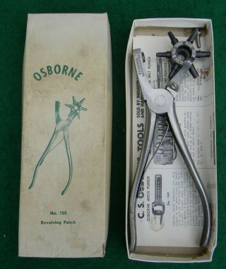 Vintage Osborne No.  155 Revolving Leather Punch Tool 1 - 6 Tubes