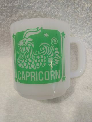 Vintage Federal Glass Zodiac Capricorn Coffee Cup Mug 1960s