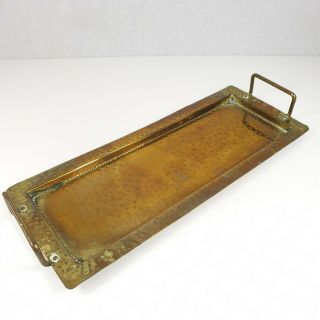 Antique Arts And Crafts Brass Tray With 2 Handles 43cm In Length Hammered Decora