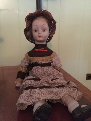 Vintage Handmade Cloth/porcelain Doll Blonde 18 