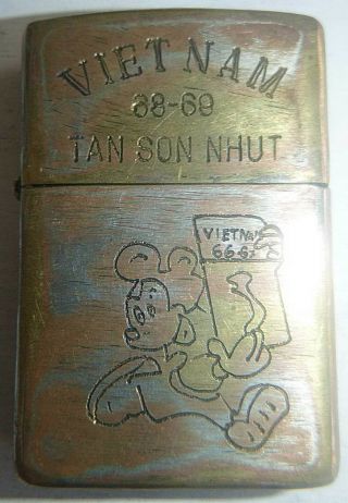 Zippo Lighter - Mickey Mouse - Saigon Air Base - 1968 - 1969 - Vietnam War,  1392