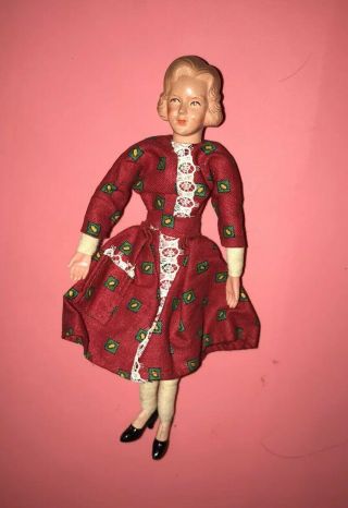 Vtg 40s 50s Dollhouse Caco Woman Mother Doll Metal Feet Antique Germany