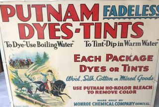 Antique Tin Fadeless Putnam Dyes Advertising Box Store Display