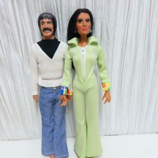 Vintage Collectible 1970 ' s TV Show MEGO Sonny & Cher Barbie Size Dolls - 2 Dolls 2