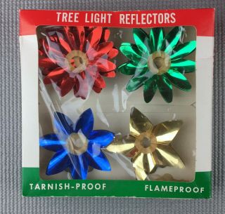 Vintage National Aluminum Christmas Tree Light Reflectors 16 W/box Usa
