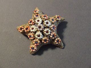 Vintage Hattie Carnegie Designer Signed Enamel Flower Starfish Pin (j)