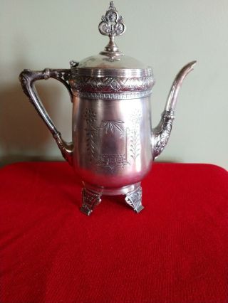 Vintage Meriden Silver Plated Ornate Victorian Teapot