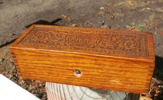 Vintage Wooden Box Wood Chest Wheeler & Wilson Sewing Machine Old Case