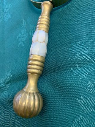 Antique Vintage Magnifying Glass Mother of Pearl Brass Handle 3
