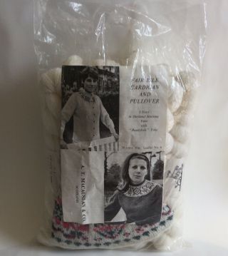 Vintage Fair Isle Shetland Wool Sweater Kit Ready Knit Yoke.  Cardigan/pullover