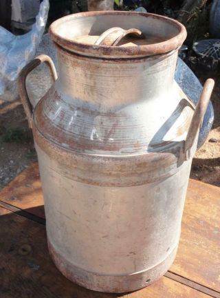 Vintage Old Steel Cream Milk Can From Mexico