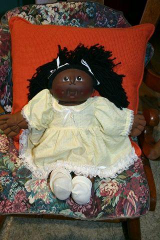 Vtg Cabbage Patch Kids African American Black Doll Yellow Outfit