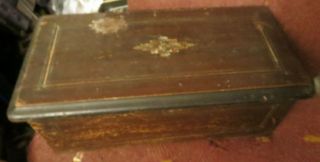 Antique Cylinder Music Box Wooden Case Marked Xiv Repair