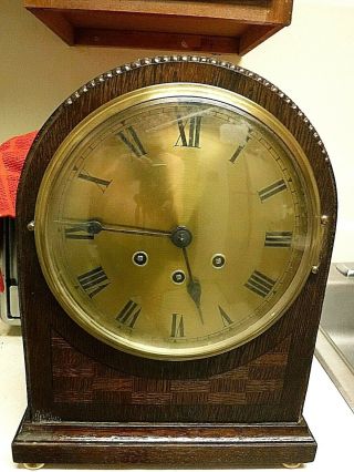Antique Gustav Becker Clock Westminster Chimes Mahogany Case Key Pendulum