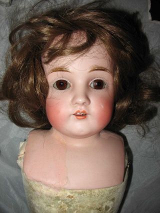 Kestner 21 " Doll 154 Dep 8 1/2 Antique Bisque Jointed Leather Body Fix It
