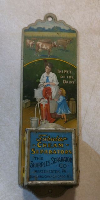 Antique Advertising Sharples Tubular Cream Separator Tin Match Holder -