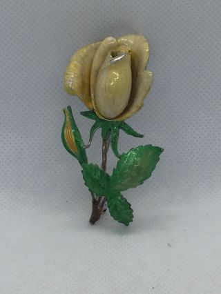 Vintage 835 Silver Brooch Enamel Flower Tulip 1960 