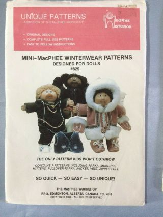 Unique Cabbage Patch Doll Clothes Pattern By Macphee Workshop Style 825