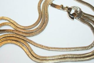 Vintage Signed Monet 3 Chains Art Deco Style Gold Tone Necklace 3