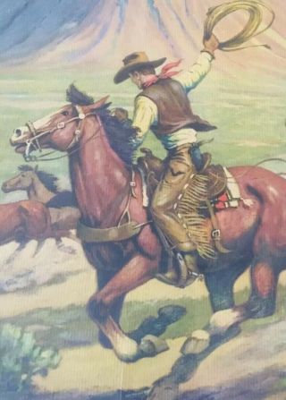 Vintage TILL GOODAN Western Cowboy Large Print Wild Horse Roundup MUSTANGS USA 2