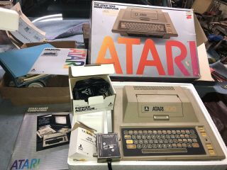 Atari Home Computer Game System W/ Power Supply Box & Switch Manuals Turns On
