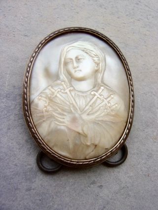 Antique,  Vintage,  Big,  Terrasanta Madonna Virgin Mary Mop Standing Carved Cameo