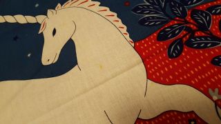 Awesome RARE Vintage Mid Century retro 70s lovely Tampella unicorns 1981 fabric 2