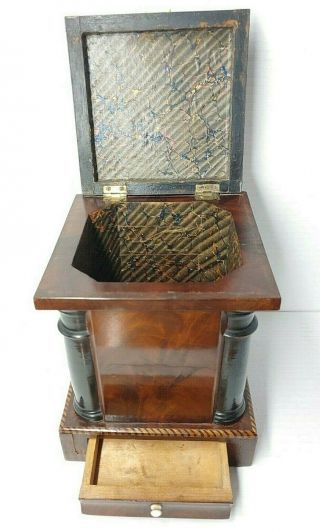 Antique Victorian Tea Caddy Cigar Box Rare English Mahogany ? MultiWood 1800 ' s 3