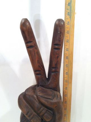 Vintage 1960’s Hand Carved Wood Hippie Peace Sign 2 Feet Tall HUGE RARE SIZE 2