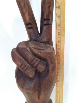 Vintage 1960’s Hand Carved Wood Hippie Peace Sign 2 Feet Tall HUGE RARE SIZE 3