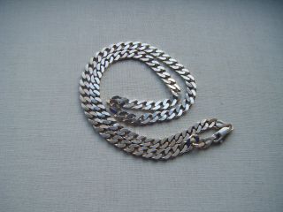 Vintage Sterling Silver Flat Curb 20 " Necklace 30.  38 Grams