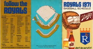 1971 Kansas City Royals Pocket Schedule Schlitz Beer