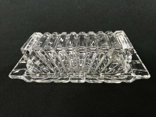 Vintage Mid Century Crystal Cut Glass Covered Butter Dish Lid