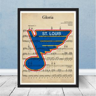 St Louis Blues 90s Logo Play Gloria Stanley Cup Champs Wall Decor Gift Hockey