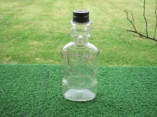 Vintage Abraham Lincoln Glass Bottle Bank Lincoln Foods Lawrence Mass.  8 1/2 "