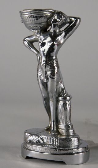 Art Deco Machine Age Streamlined Nude Figural Cigar Table Lighter Mica Element