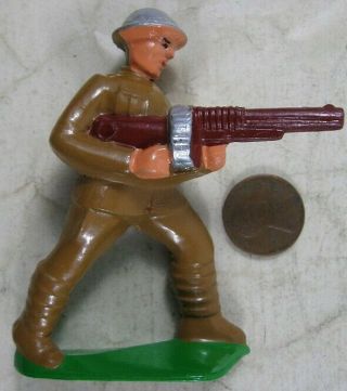 Vintage Barclay Manoil Soldier Standing With Red Machine Gun 1