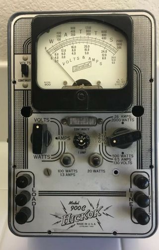 (1) Estate Vintage Hickok Model 900c Volt Amp Wattmeter Watt Meter Ac